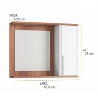 Armário Espelheira para Banheiro Space com Porta – Design Moderno em Branco e Ripado - imagem 2