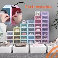 Kit 6 Caixas Organizadoras para Sapatos Empilháveis - Transparentes e Compactas (Rosa) - imagem 5
