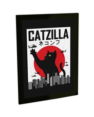 Quadro Decorativo A3 Gato Catzilla - Design Engraçado e Moderno para Sua Casa - imagem 1