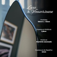 Espelho Orgânico Corpo Inteiro com Moldura em Metal - 1,50x40cm - Design Luxo para Parede e Chão - imagem 3