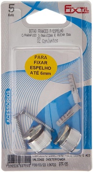 Botão Francês Zamak Fixtil Cromado: Fixação Segura e Elegante para Espelhos - imagem 1