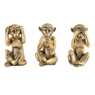 3 Macacos Sábios em Bronze Antigo - Estátuas Decorativas para Casa e Escritório - imagem 1