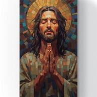 Quadro Canvas Mosaico Jesus Luz Divina 80x40cm - Decore com Fé e Estilo - imagem 4