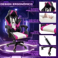 Cadeira Gamer Python Fly Rosa - Design Ergonômico, Tecido Respirável e Apoio de Cabeça Oversized - imagem 4