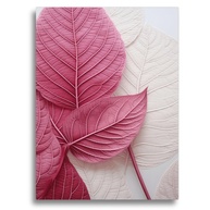 Quadro Decorativo Folhas Rosa e Branco - Tela Canvas Alta Definição com Borda Infinita - imagem 1