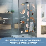 Kit Adesivos Fundo do Mar Infantil Lavável - Decoração Segura e Divertida para Box, Piscina e Quarto de Bebê - imagem 2