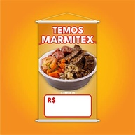 Banner Marmitex Profissional 80x50cm - Fundo Branco com Corda e Bastões de Madeira - imagem 4