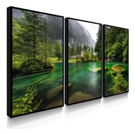 Kit 3 Quadros Decorativos com Paisagens de Natureza - Cachoeira e Praia | 60x40 cm | Sem Furos na Parede - imagem 1