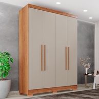 Guarda-Roupa Casal 4 Portas 2 Gavetas França Cinamomo/Off-White - Organização e Estilo no Dormitório - imagem 1
