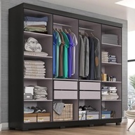 Guarda-Roupa Casal Lisboa 8 Portas com 4 Gavetas e Pés em Design Moderno Onix - imagem 4