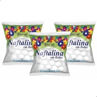 Kit 3 Naftalina em Bola 40g - Proteção Contra Traças e Maus Cheiros para Armários e Guarda-Roupas - imagem 1