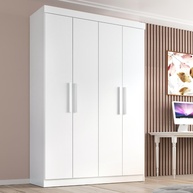 Guarda-Roupa Solteiro Lisboa 4 Portas 2 Gavetas Branco – Organização Moderna e Estilo para Seu Quarto - imagem 1