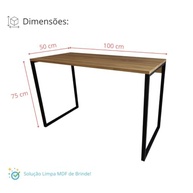 Mesa Escrivaninha Premium Estilo Industrial 100x50cm - Design Moderno em MDF Freijó e Aço - imagem 3