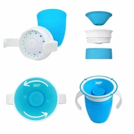 Copo Antivazamento 360° Infantil 200ml Azul - Treinamento Bebê com Alça BPA Free e Silicone Inteligente - imagem 1