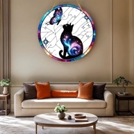 Decoração de Janela em Acrílico com Design de Gato e Borboleta - Arte Decorativa para Casa e Presente - imagem 4