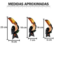 Trio de Tucanos P - Decoração Tropical para Casa, Varanda e Jardim | Artesanato em MDF com Pintura Manual - imagem 4