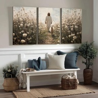 Kit 3 Quadros Decorativos Canvas Jesus - 50x70cm | Decore com Fé e Estilo - imagem 1