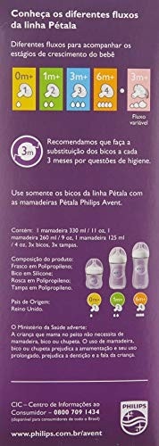 Kit 3 Mamadeiras Pétala AVENT - 125ml, 260ml e 330ml | Livre de BPA, Bico Silicone - imagem 5