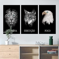 Kit 3 Quadros Decorativos Grandes com Moldura - Disciplina, Execução e Foco com Animais - imagem 3