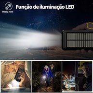 Power Bank Solar 20000mAh com Lanterna e 4 Cabos Integrados: Energia Portátil para suas Aventuras! - imagem 5