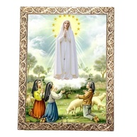 Quadro Decorativo Religioso Nossa Senhora de Fátima Dourado A4 - Inspire Fé e Beleza no Lar - imagem 1
