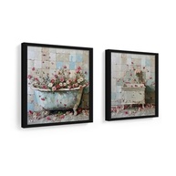 Kit 2 Quadros Decorativos Flores Afroscópicas para Banheiro e Lavabo - Moldura Preta com Vidro - imagem 4