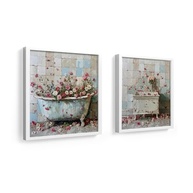 Kit 2 Quadros Decorativos Flores Afroscópicas para Banheiro e Lavabo - Moldura Preta com Vidro - imagem 2