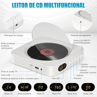 CD Player Portátil Bluetooth 110-220V: Música sem Limites com Rádio FM e Display LED - imagem 5