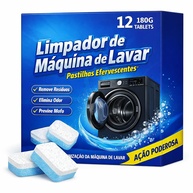 Pastilhas de Limpeza Efervescentes para Máquina de Lavar Roupas e Louças - Kit com 12 Unidades, Ação Antibacteriana, Remove Odores - imagem 1