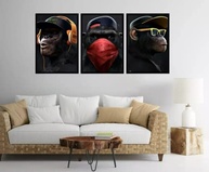 Kit 3 Quadros Decorativos Macacos Gangue - Design Moderno para Quarto e Sala - imagem 5