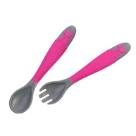 Talheres Infantis Dobráveis Clingo Rosa - Seguros, Macios e Práticos para Bebês - imagem 1