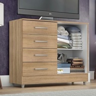 Cômoda Gisele 4 Gavetas e 2 Portas em Madeira Teka Madrid – Design Moderno e Funcionalidade - imagem 4