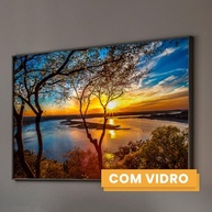 Quadro Decorativo Natureza Pôr do Sol Iluminado com Moldura de Madeira e Vidro 80x120cm - imagem 4