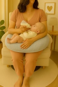 Almofada de Amamentação em Tricot Macia e Ergonômica - Conforto Total para Mãe e Bebê (Areia) - imagem 3