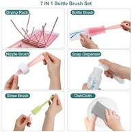 Kit Limpeza Mamadeira 7 em 1 com Escovas Silicone - Completo e Portátil - imagem 4