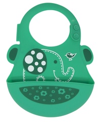 Babador em Silicone Marcus e Marcus - Elefante Verde, Seguro e Confortável para Bebês a Partir de 6 Meses - imagem 1