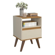 Mesa de Cabeceira com Gaveta Retro Off White e Freijó – Estilo e Organização para seu Quarto - imagem 5