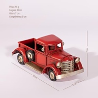 Miniatura de Caminhonete Metálica Vermelha Retrô 20x5x7 cm - Coleção e Decoração - imagem 2