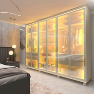 Guarda-Roupa Casal 6 Portas Imperatriz com LED e Design Moderno Off White - imagem 1