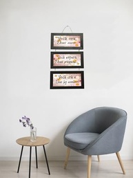 Kit 3 Quadros Decorativos com Frases Inspiradoras - Moldura Preta e Cordas - imagem 3