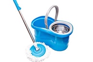 Mop Esfregão Giratório Inox com Rodinha e Refil Azul - Limpeza Fácil e Eficiente - imagem 5