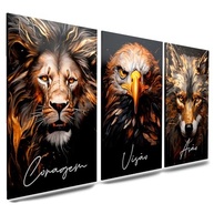Kit 3 Quadros Decorativos com Temas Motivacionais - Leão, Águia e Lobo | Disciplina, Foco e Execução - imagem 2