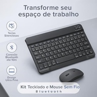 Combo Teclado e Mouse Bluetooth Ultrafino Sem Fio, Portátil e Recarregável E Teclado sem Fio - Compatível com Tablets Android, Celular, Smartphone, iPhone, iPad mini, Pro Air 10.2 10.9 11 12.9 - imagem 4