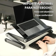 Mesa Notebook Ajustável com Ventilador Duplo e Articulação 360° em Alumínio - imagem 3