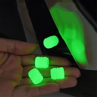 Kit 2 Tampas Bico Pneu Luminosas - Brilho Noturno para Carro, Moto e Bike (Vermelho/Verde) - imagem 1