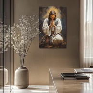 Quadro Decorativo Canvas Jesus Cristo Oração pelo Lar e Família 100x70cm - Arte Sagrada em Madeira Maciça - imagem 4