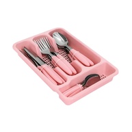 Conjunto de Talheres Rosa 25 Peças com Organizador - Jogo de Talheres Elegante e Durável - imagem 1