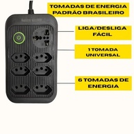 Régua Elétrica 6 Tomadas + 1 Universal 3m Bivolt 2500W - Organize e Proteja Seus Aparelhos - imagem 3