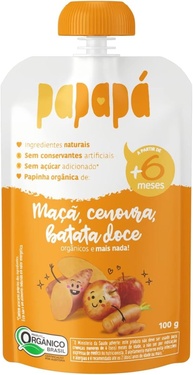 Kit 3X: Papinha Org. Maçã Cenoura e Batata Doce Papapá 100g - imagem 1