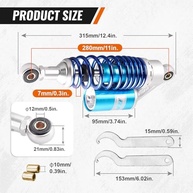 Amortecedores de Ar Newsmarts 280mm: Suspensão Traseira Universal para Moto, ATV e UTV - imagem 4